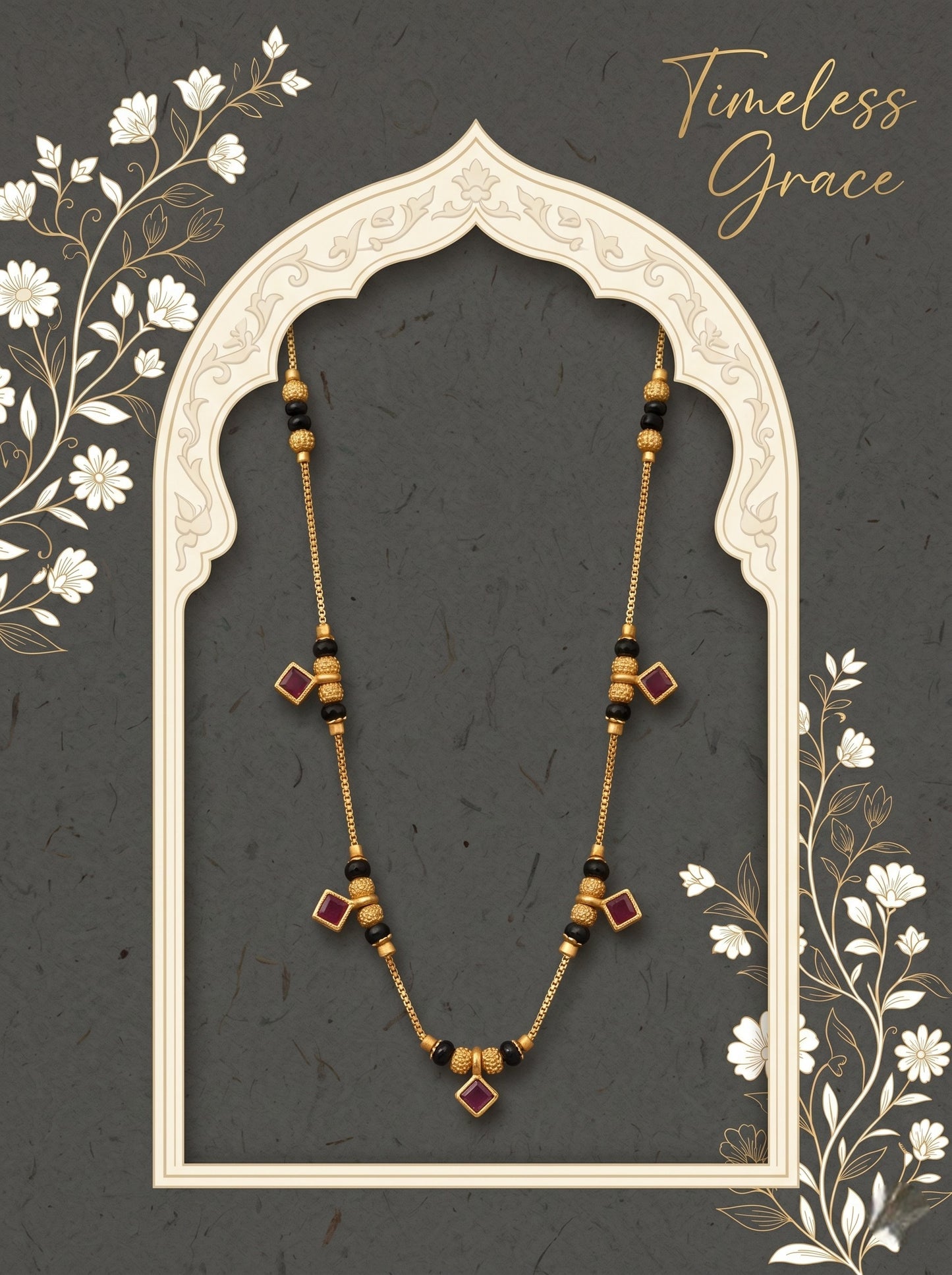 Gold-Toned Stone Studded Mangalsutra with Matching Earrings Combo Set