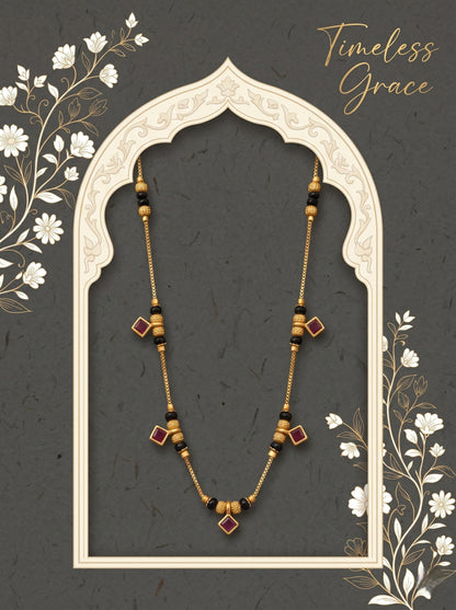 Gold-Toned Stone Studded Mangalsutra with Matching Earrings Combo Set