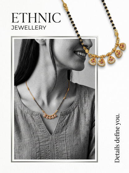 Gold-Toned Stone Studded Mangalsutra with Matching Earrings Combo Set