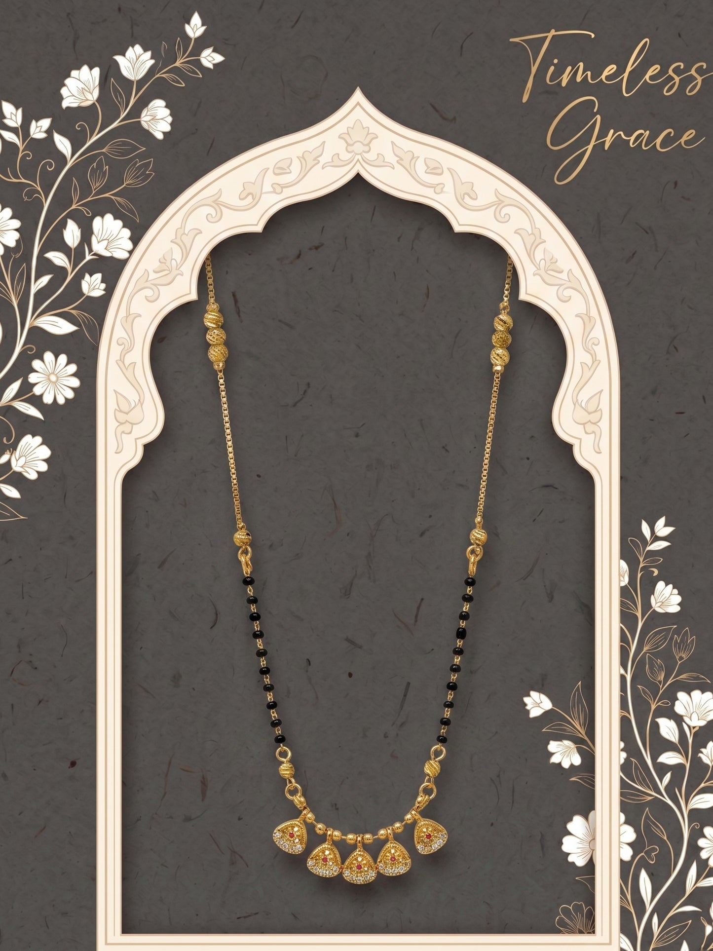 Gold-Toned Stone Studded Mangalsutra with Matching Earrings Combo Set