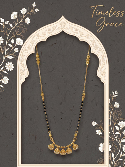 Gold-Toned Stone Studded Mangalsutra with Matching Earrings Combo Set