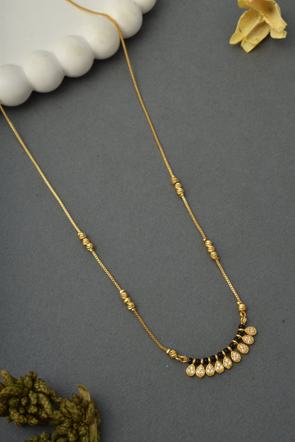 Gold-Toned Stone Studded Mangalsutra with Matching Earrings Combo Set