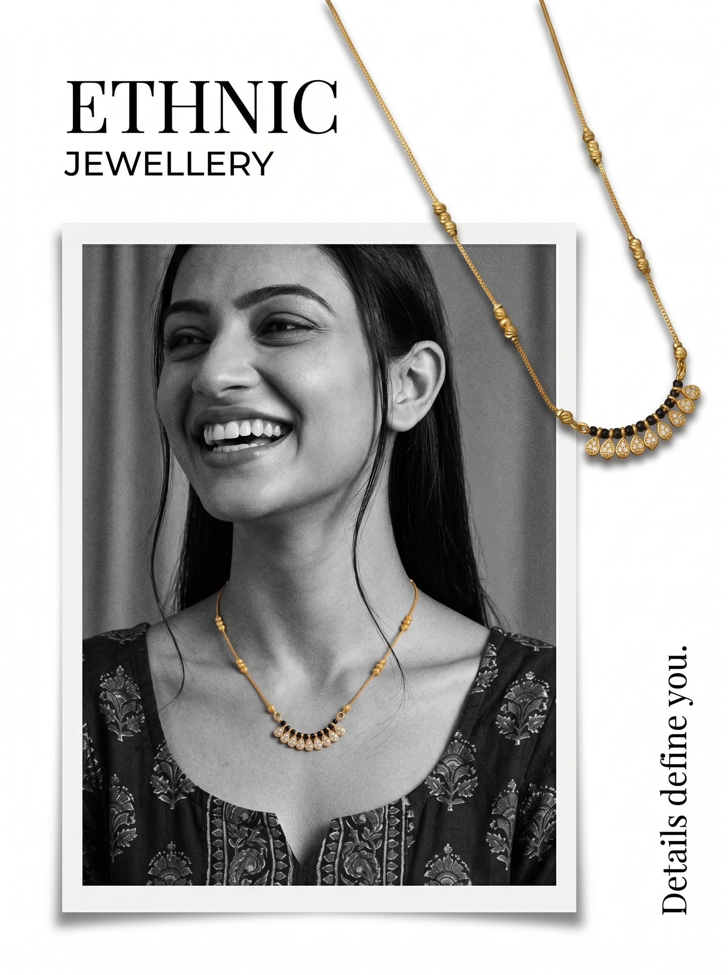 Gold-Toned Stone Studded Mangalsutra with Matching Earrings Combo Set