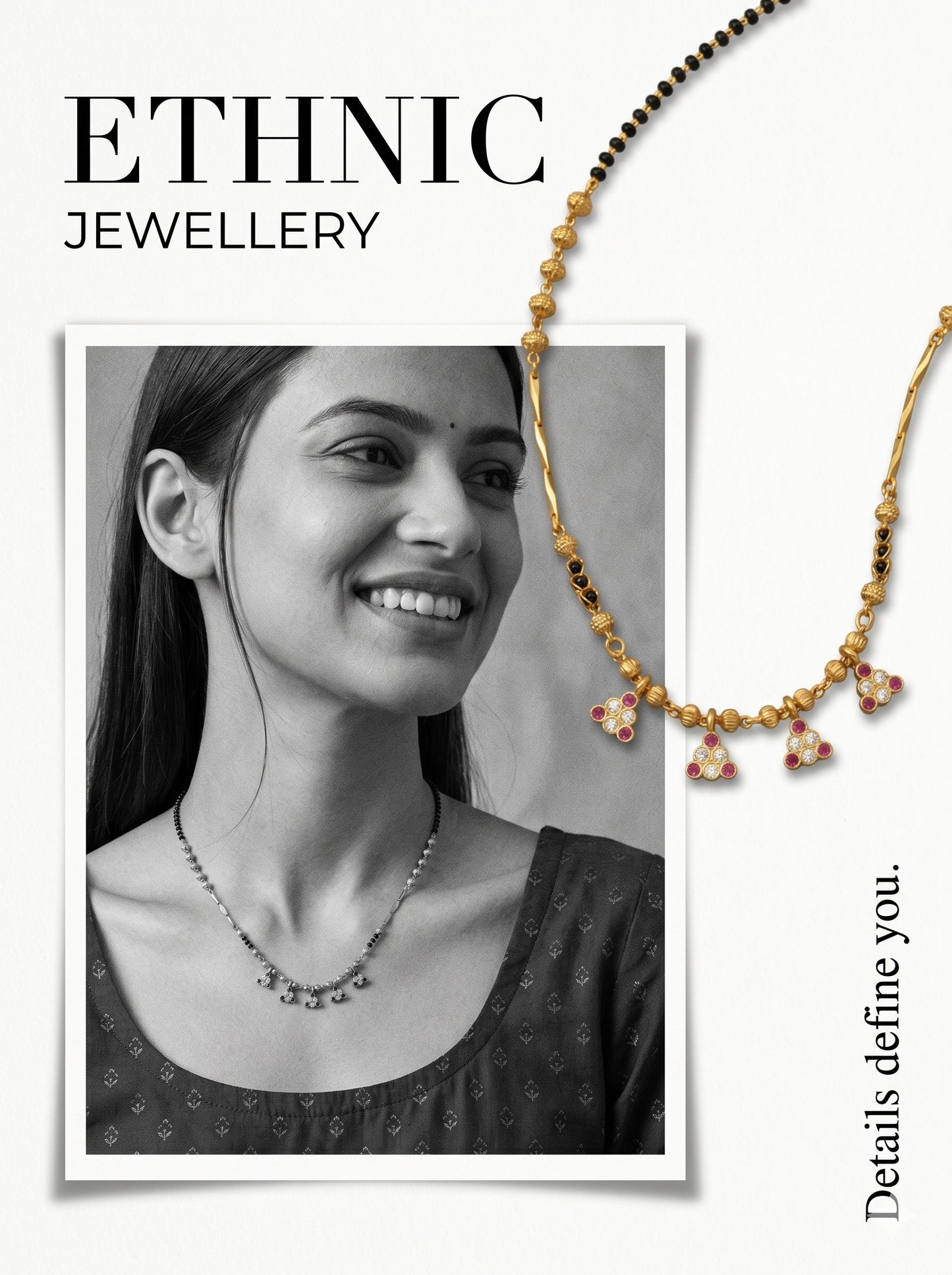 Gold-Toned Stone Studded Mangalsutra with Matching Earrings Combo Set