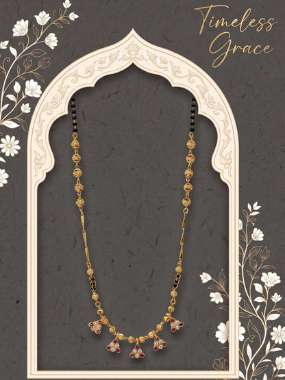 Gold-Toned Stone Studded Mangalsutra with Matching Earrings Combo Set