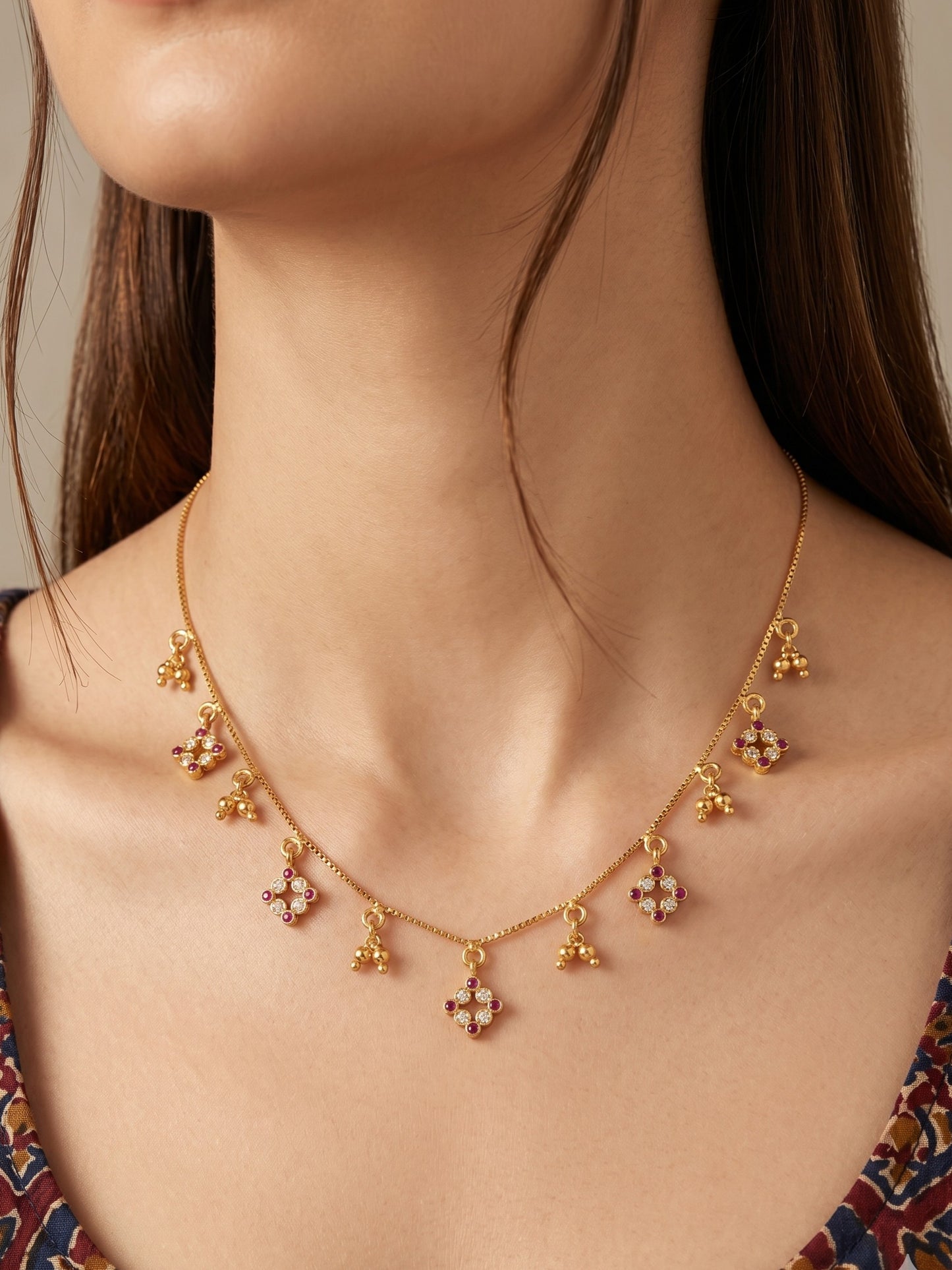 Ethnic Gold-Toned Tanmaniya Necklace for Women
