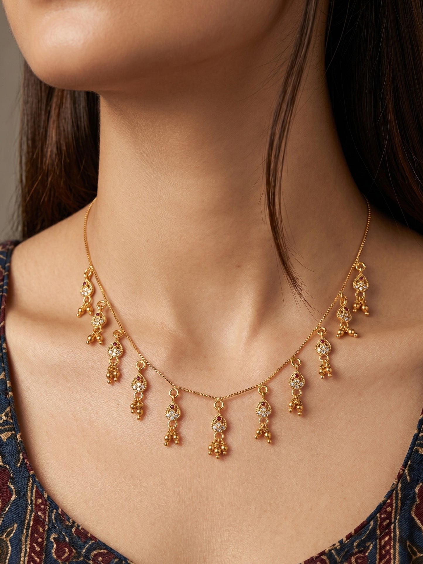 Ethnic Gold-Toned Tanmaniya Necklace for Women