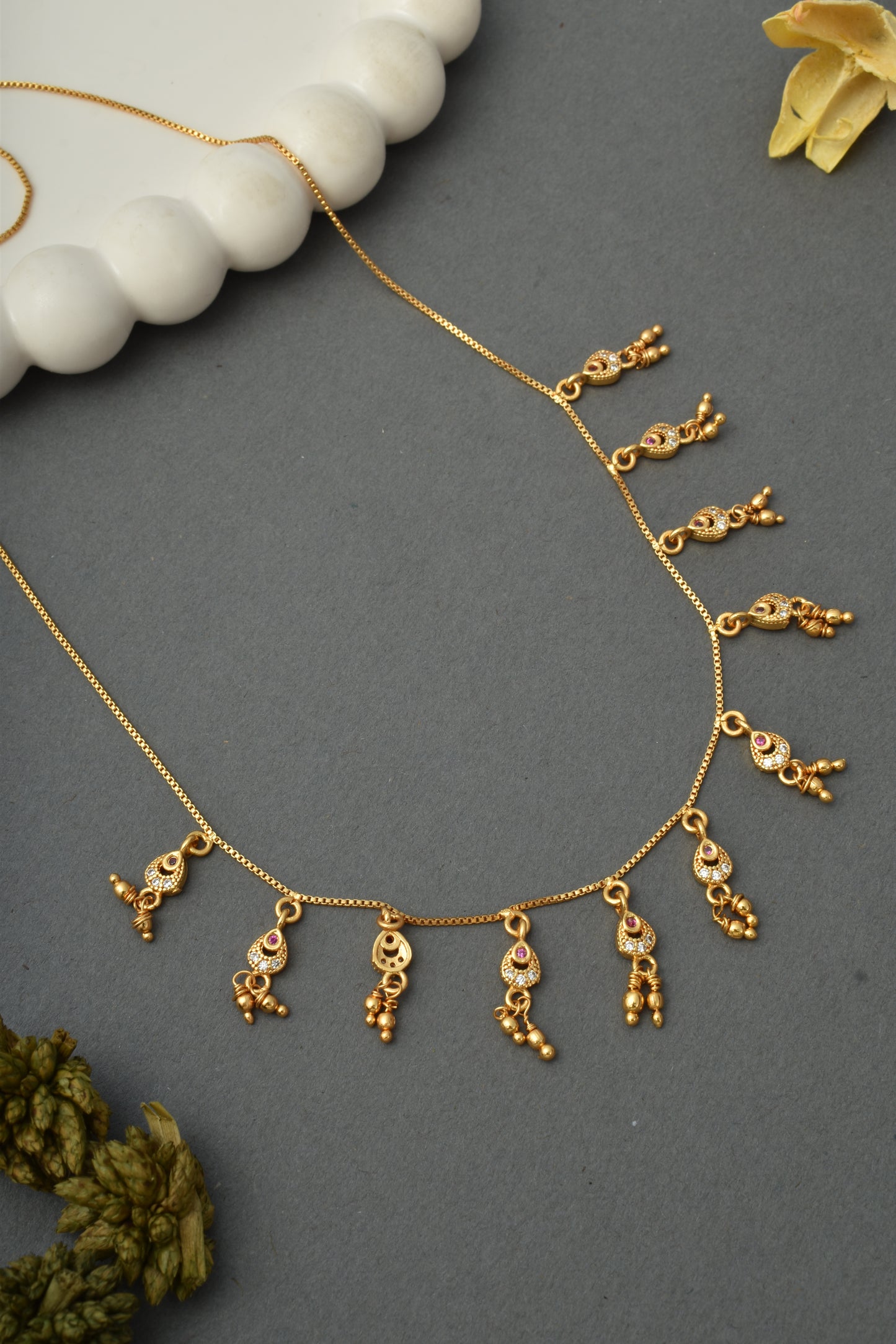 Ethnic Gold-Toned Tanmaniya Necklace for Women