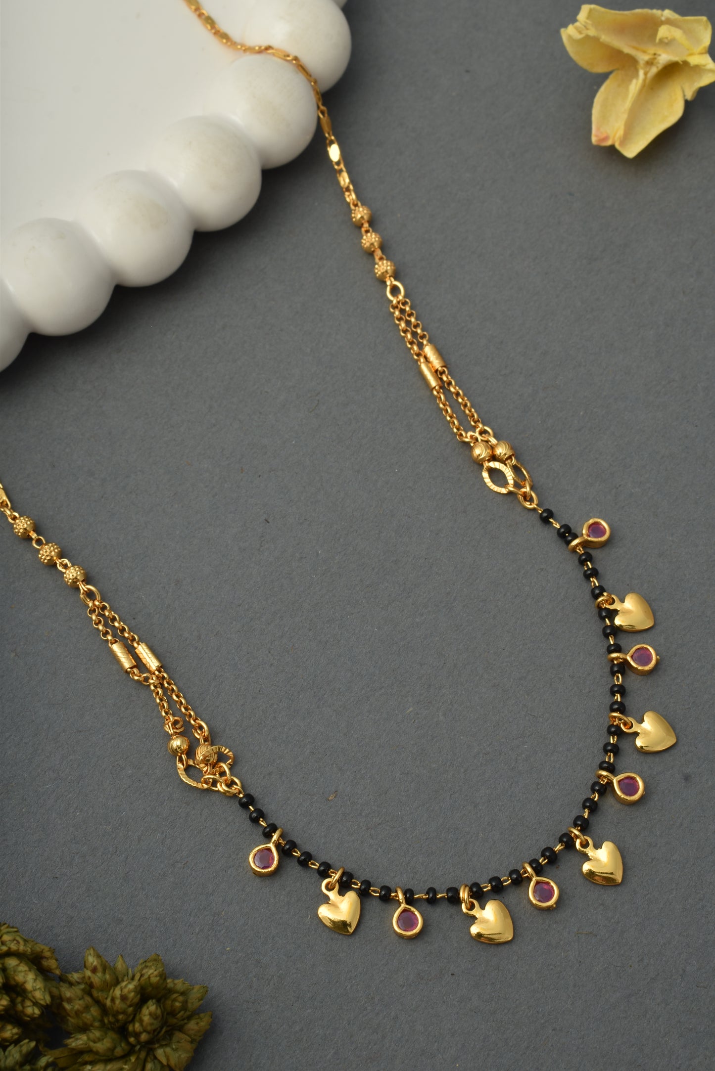 Gold-Toned Stone Studded Mangalsutra with Matching Earrings Combo Set