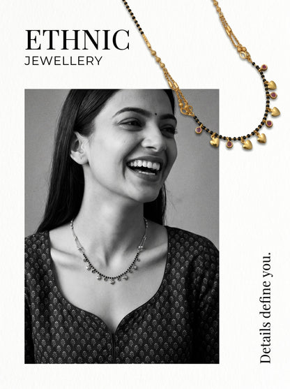 Gold-Toned Stone Studded Mangalsutra with Matching Earrings Combo Set
