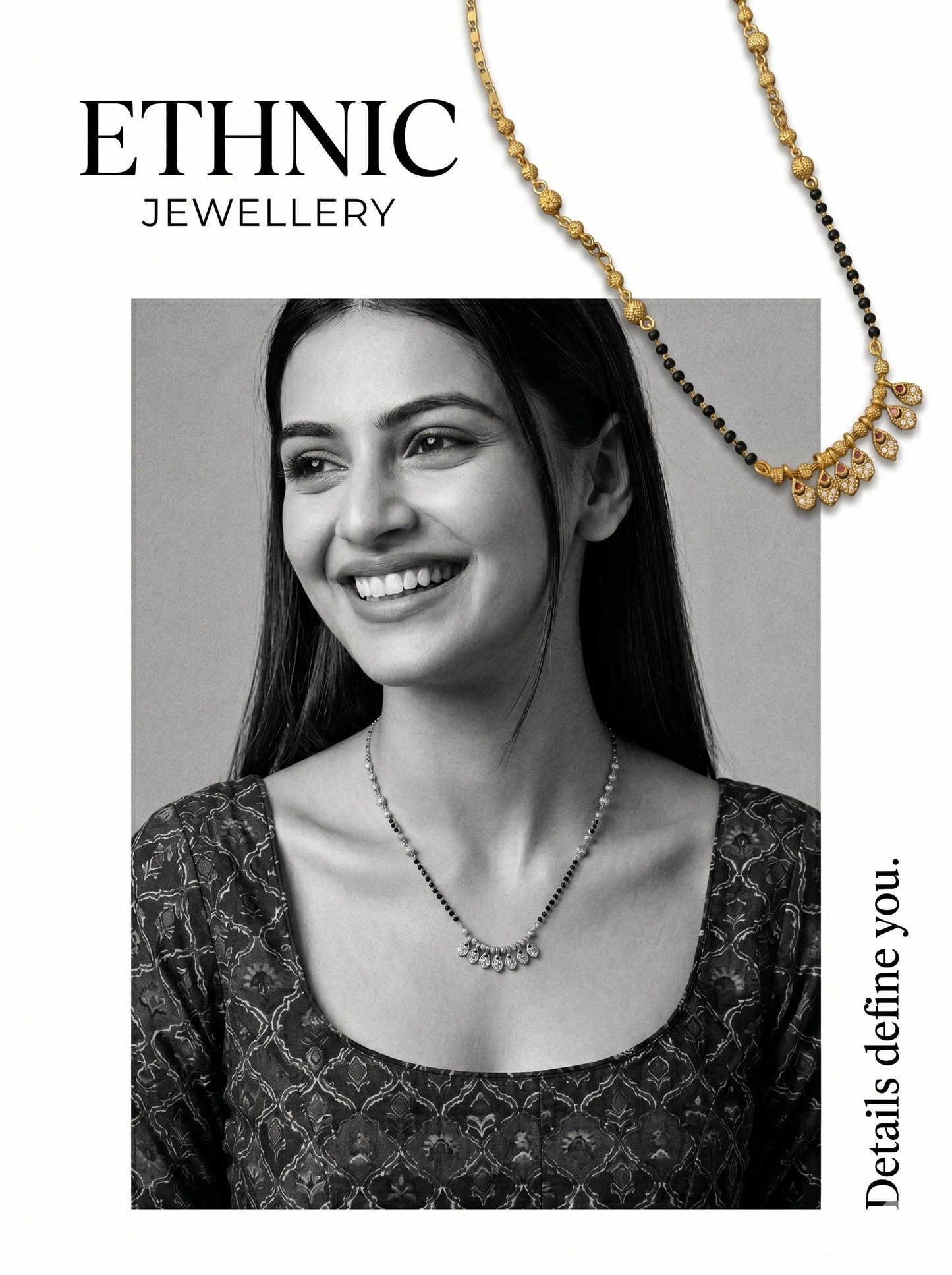 Gold-Toned Stone Studded Mangalsutra with Matching Earrings Combo Set