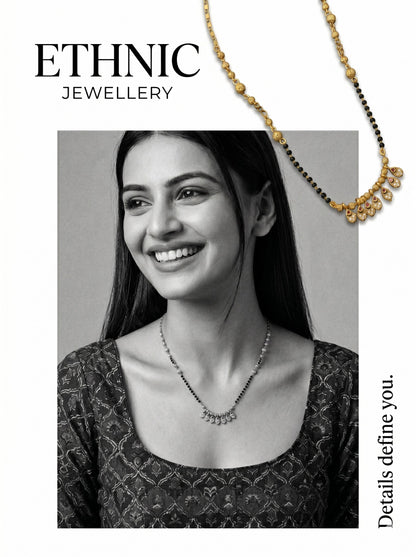 Gold-Toned Stone Studded Mangalsutra with Matching Earrings Combo Set