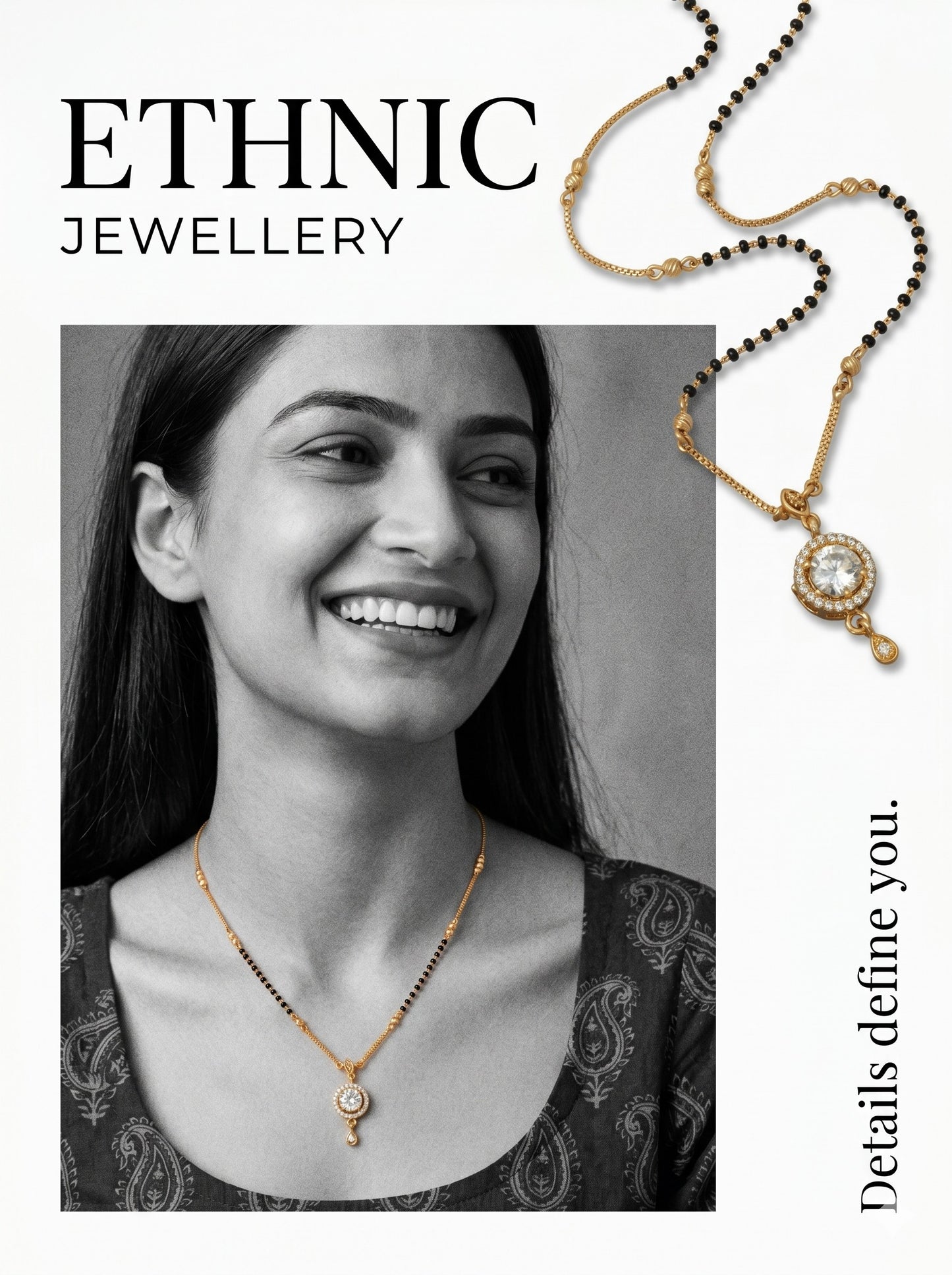 Gold-Toned Stone Studded Mangalsutra with Matching Earrings Combo Set