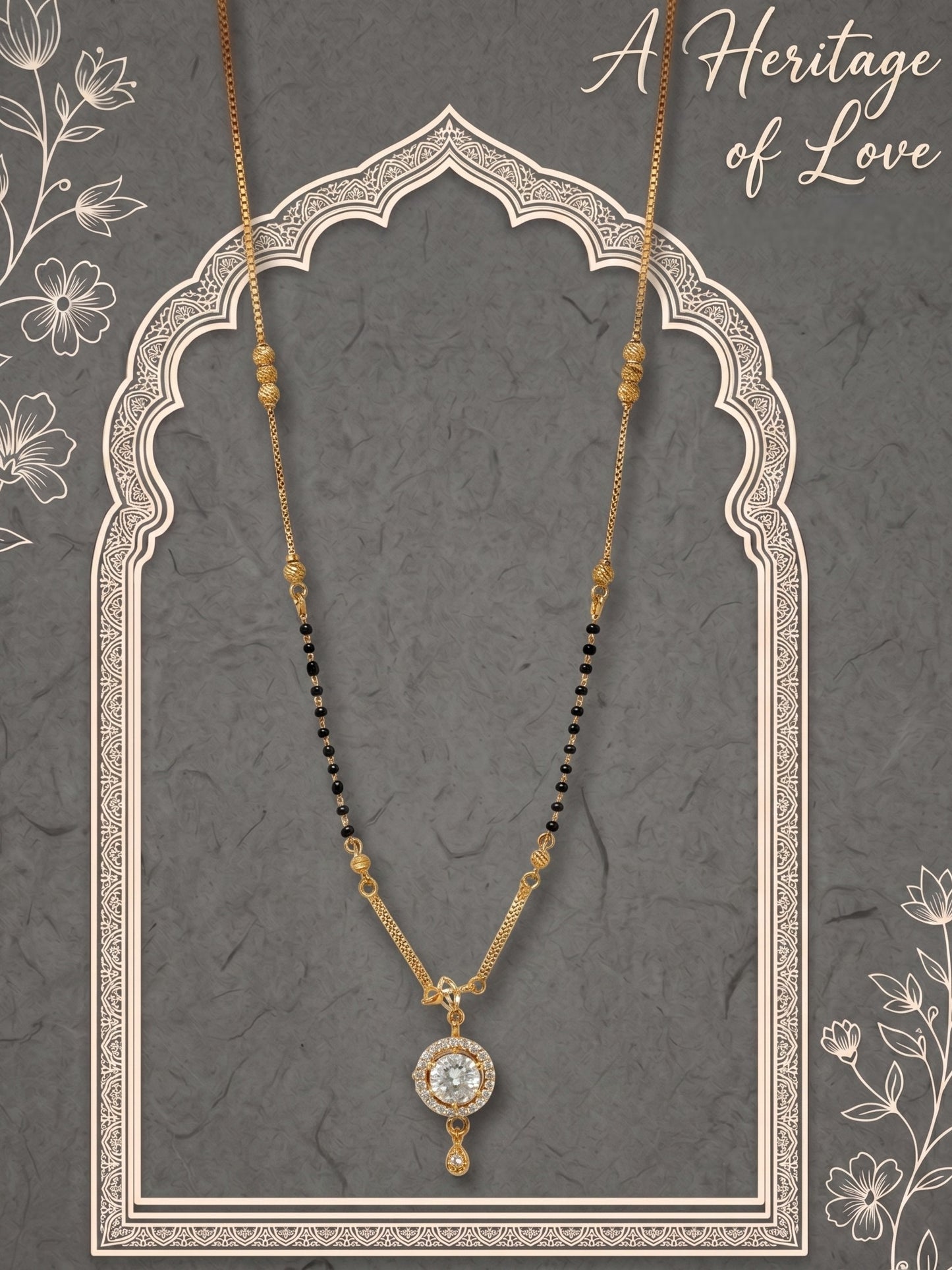 Gold-Toned Stone Studded Mangalsutra with Matching Earrings Combo Set