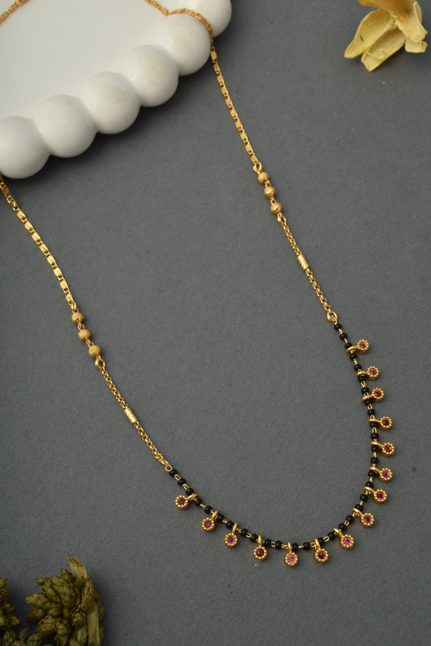 Gold-Toned Stone Studded Mangalsutra with Matching Earrings Combo Set