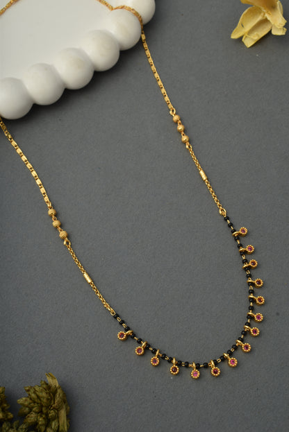 Gold-Toned Stone Studded Mangalsutra with Matching Earrings Combo Set