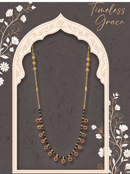 Gold-Toned Stone Studded Mangalsutra with Matching Earrings Combo Set