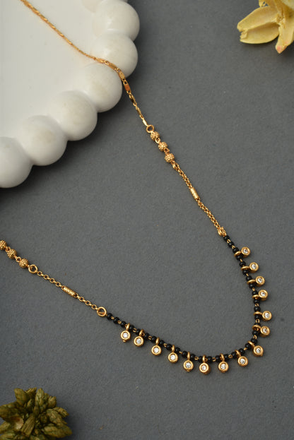 Gold-Toned Stone Studded Mangalsutra with Matching Earrings Combo Set