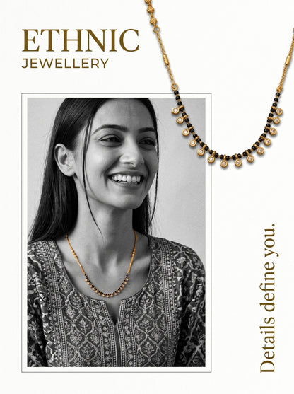 Gold-Toned Stone Studded Mangalsutra with Matching Earrings Combo Set