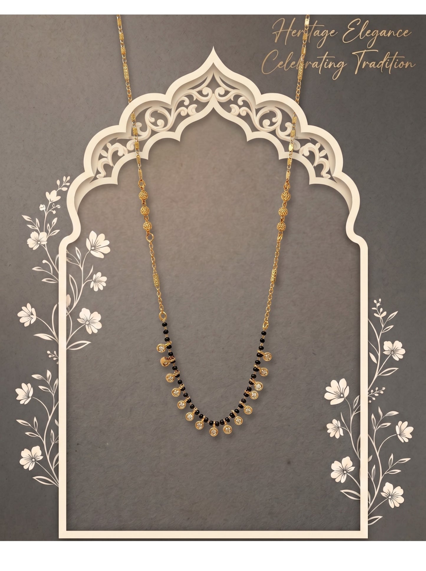 Gold-Toned Stone Studded Mangalsutra with Matching Earrings Combo Set