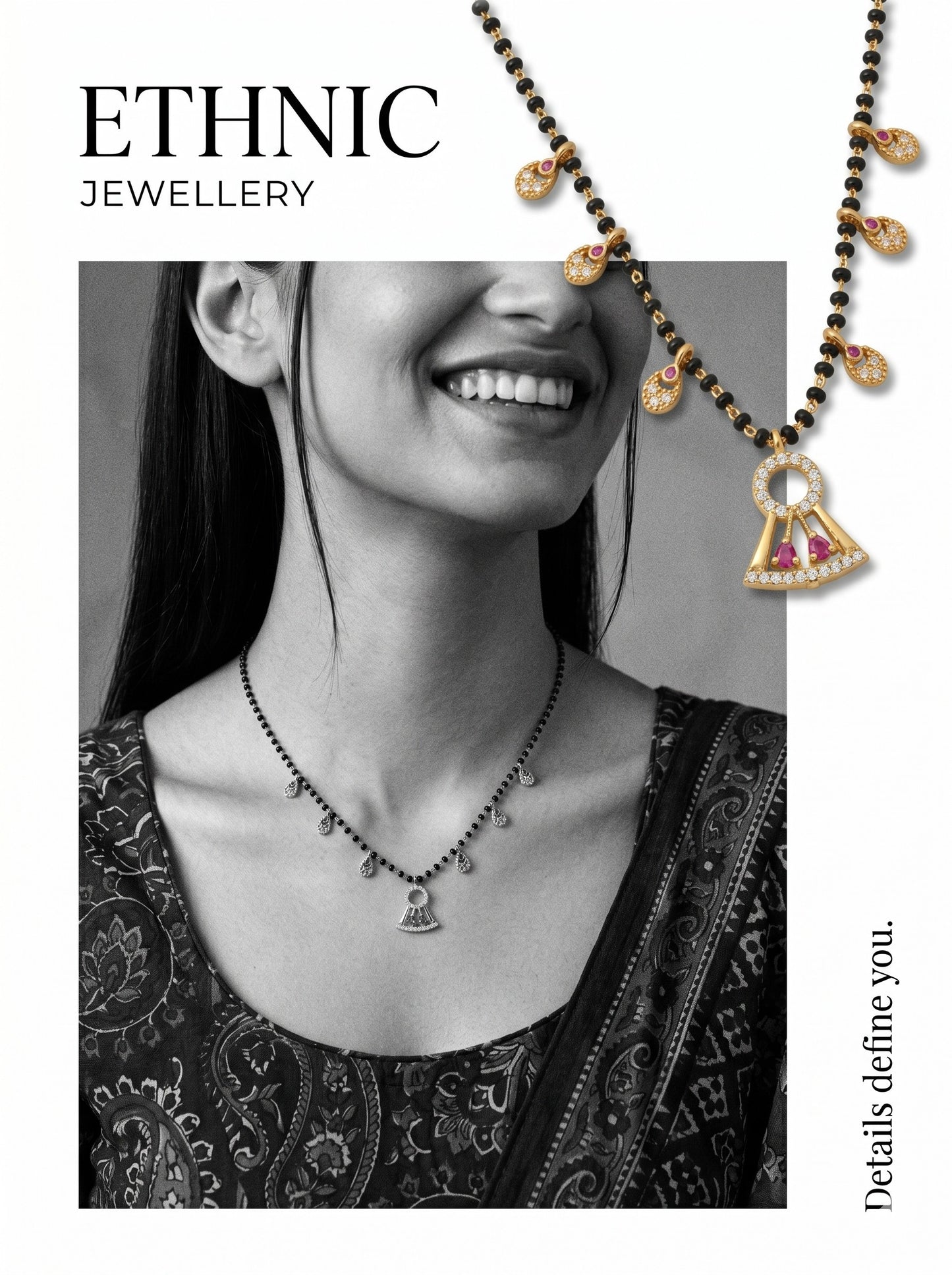 Gold-Toned Stone Studded Mangalsutra with Matching Earrings Combo Set