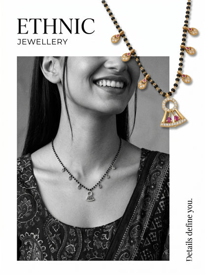 Gold-Toned Stone Studded Mangalsutra with Matching Earrings Combo Set