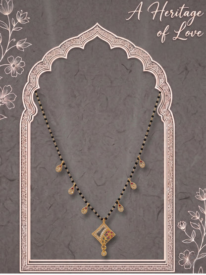 Gold-Toned Stone Studded Mangalsutra with Matching Earrings Combo Set