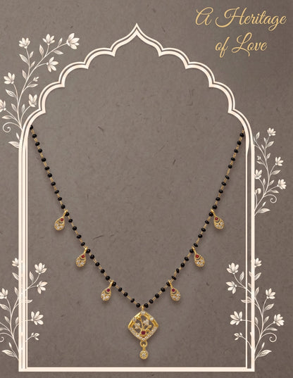 Gold-Toned Stone Studded Mangalsutra with Matching Earrings Combo Set