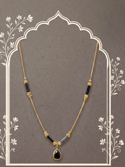 Gold-Toned Stone Studded Mangalsutra with Matching Earrings Combo Set