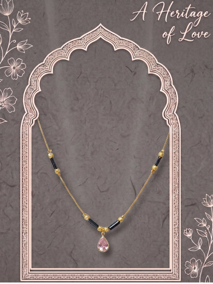 Gold-Toned Stone Studded Mangalsutra with Matching Earrings Combo Set