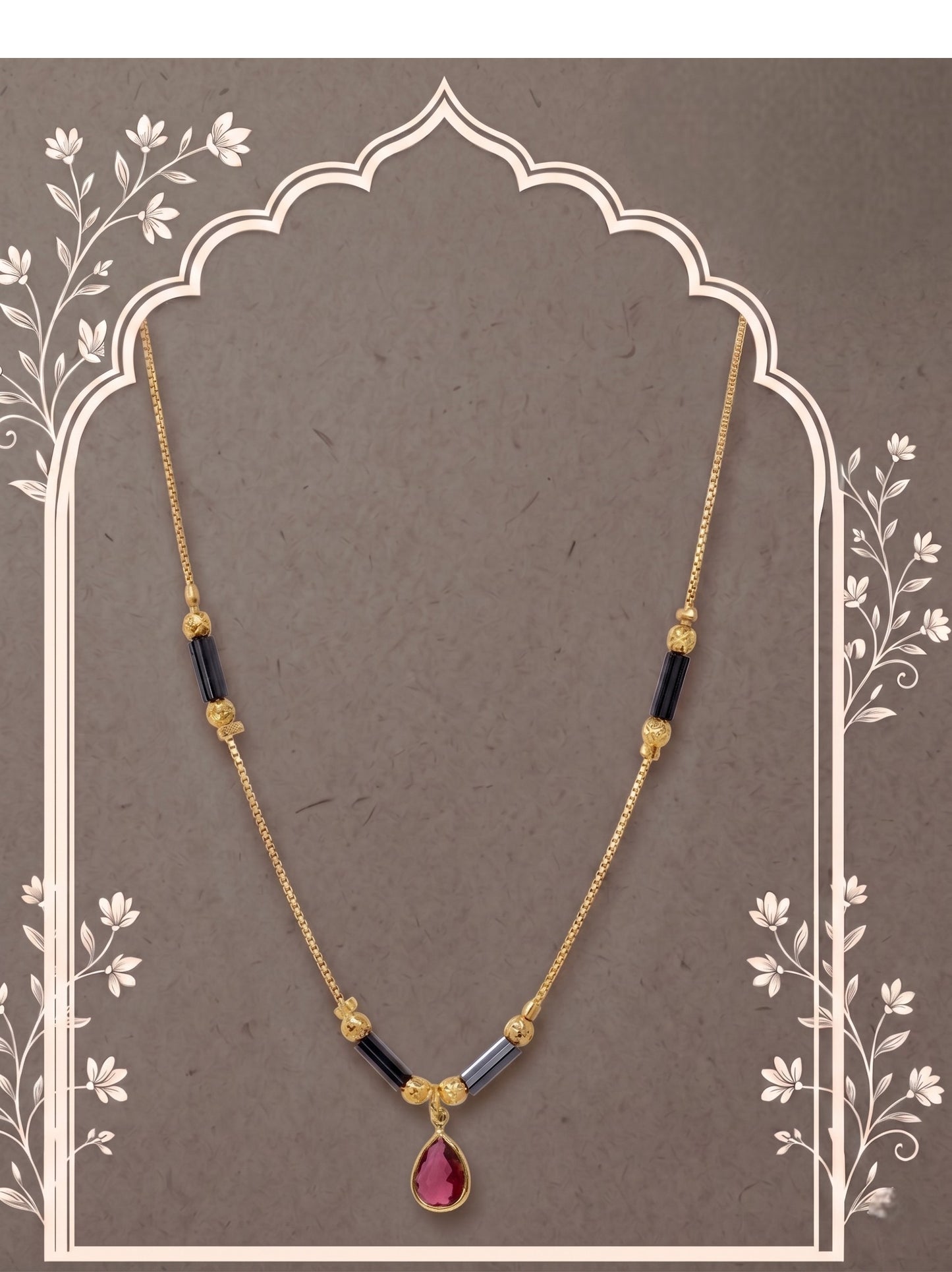 Gold-Toned Stone Studded Mangalsutra with Matching Earrings Combo Set