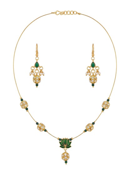 Gold-Plated Wire Necklace Set with Earring for Women and Girls