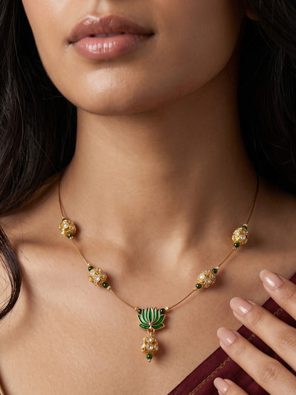 Gold-Plated Wire Necklace Set with Earring for Women and Girls