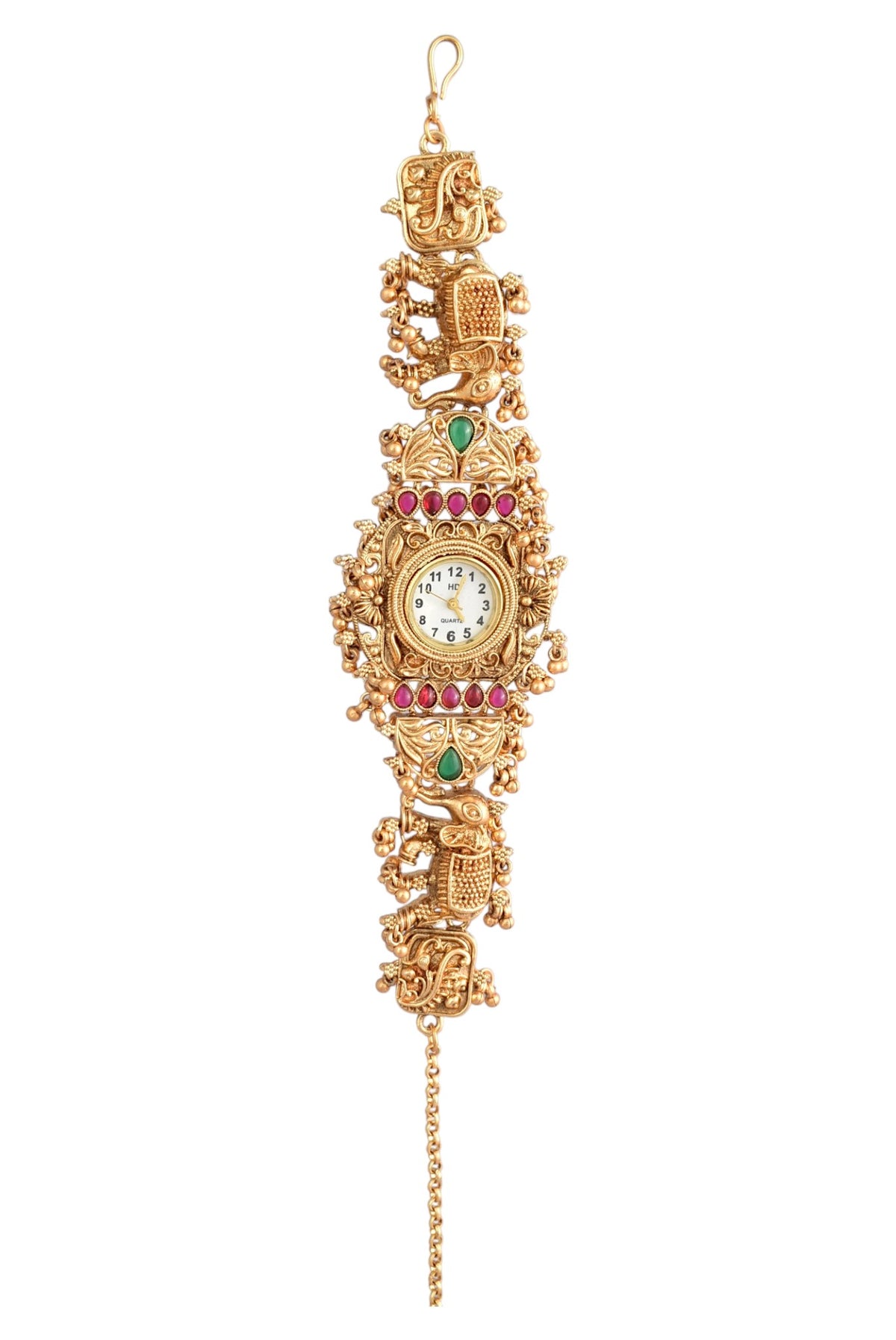 Stylish Gold Plated Ethnic Kundan Kashmiri Watch for Women and Girls