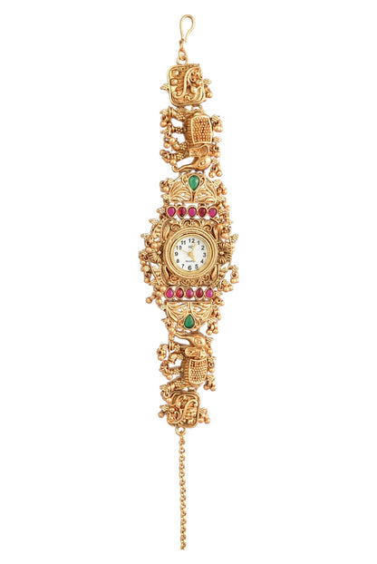 Stylish Gold Plated Ethnic Kundan Kashmiri Watch for Women and Girls