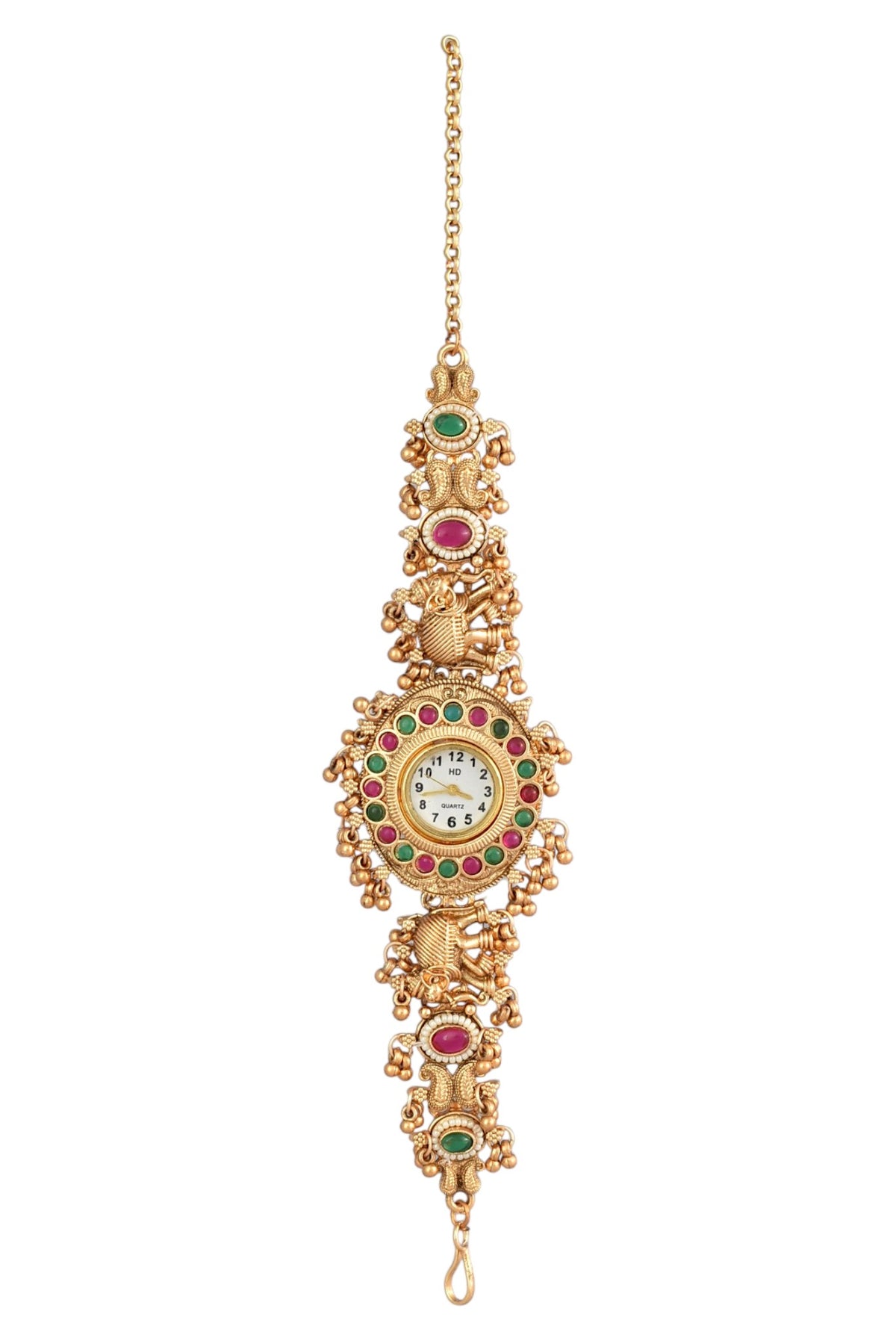 Stylish Gold Plated Ethnic Kundan Kashmiri Watch for Women and Girls
