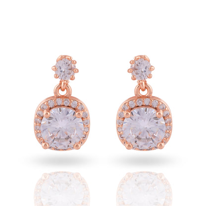 Solitaire Style Rose Gold Drop Earring