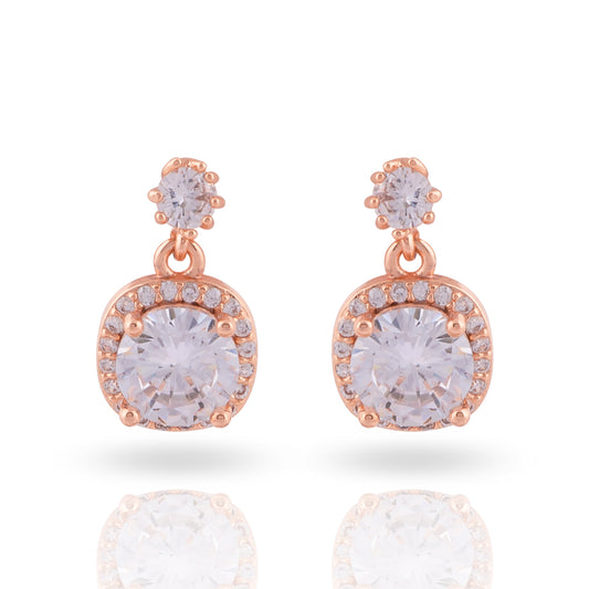 Solitaire Style Rose Gold Drop Earring