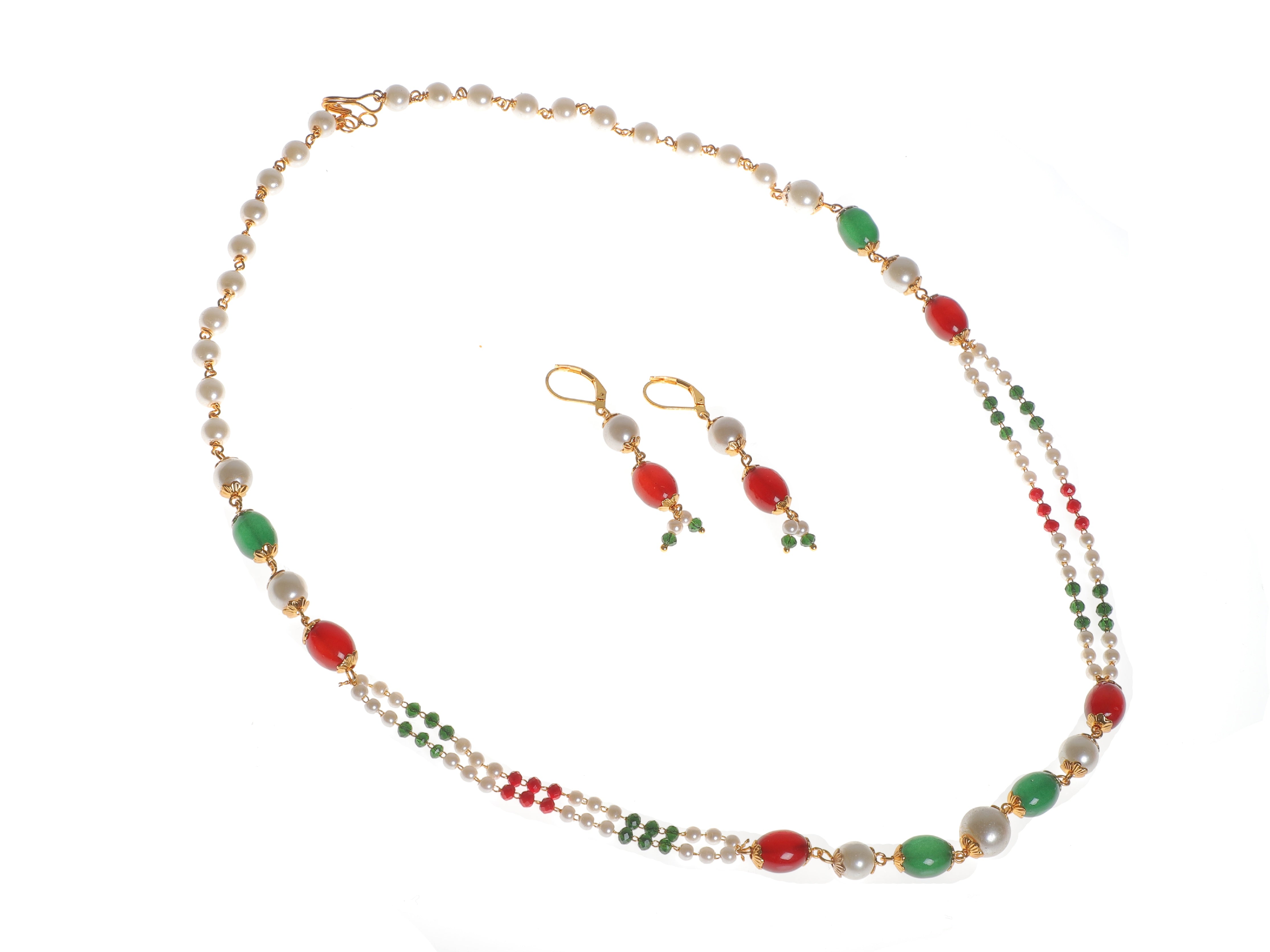 Meira jewellery rajwada pearl double line strand with earrings
