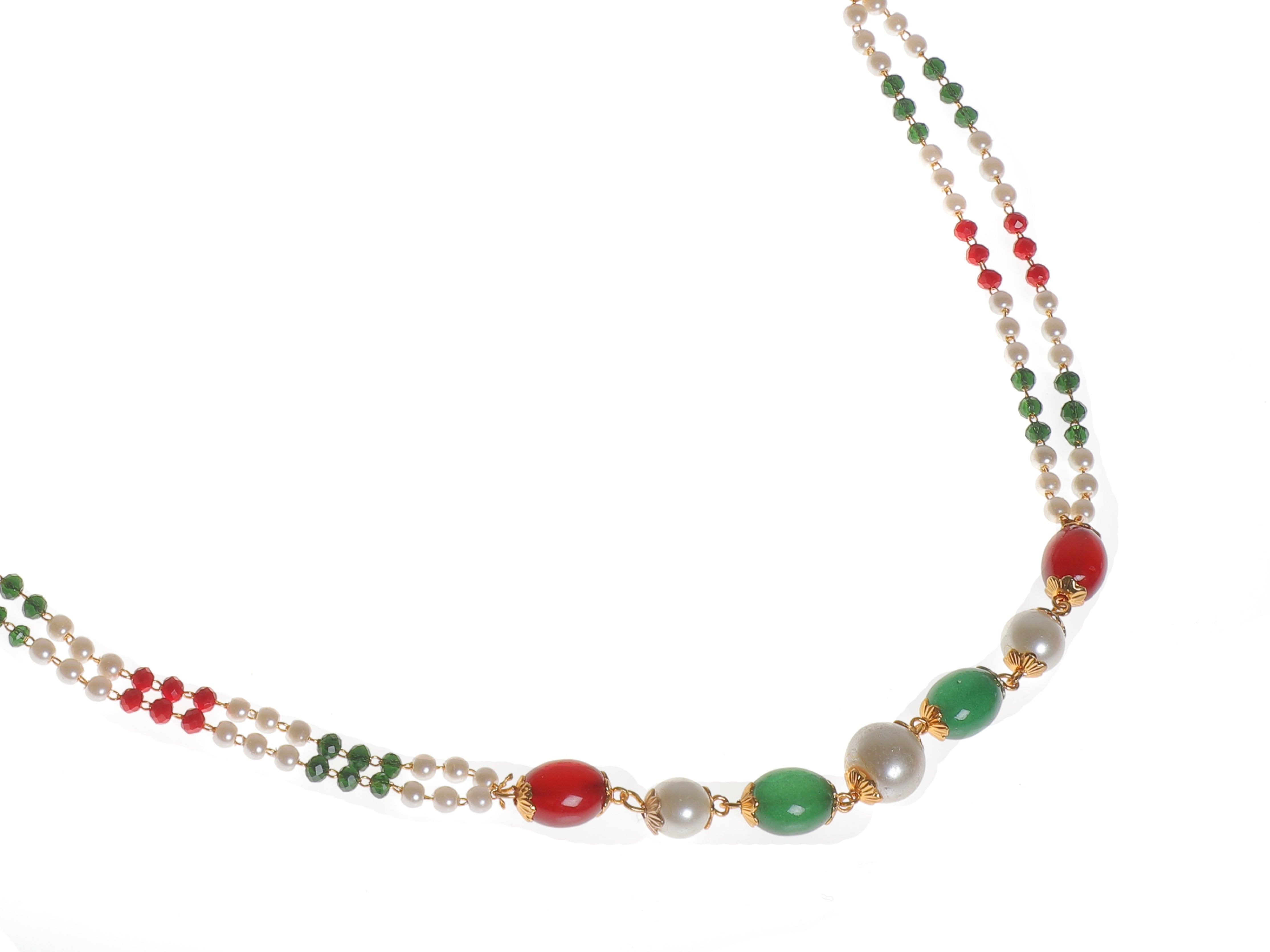 Indian Jewellery from Meira Jewellery:Necklace,Meira jewellery rajwada pearl double line strand with earrings