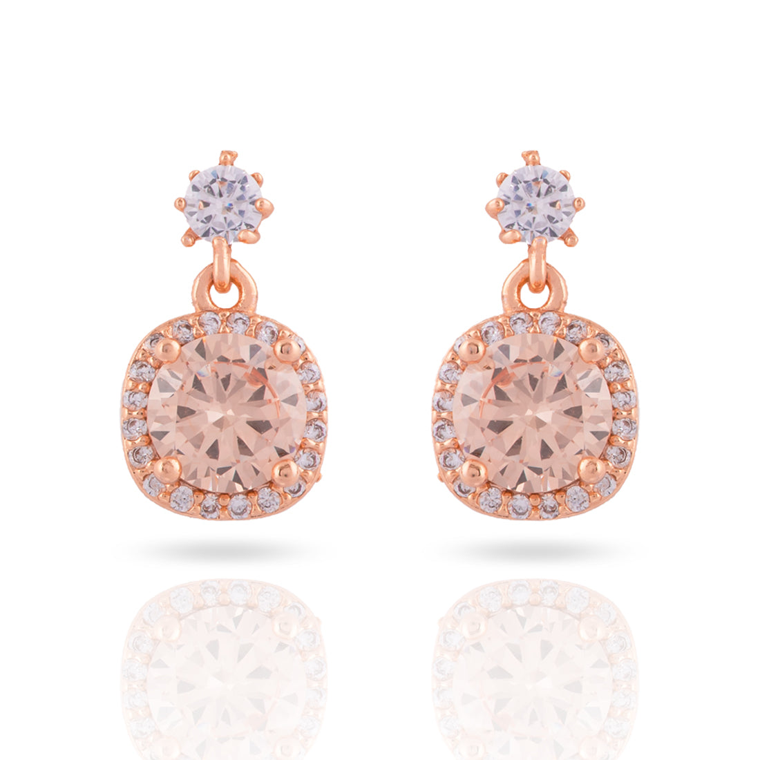 Solitaire Style Rose Gold Drop Earring