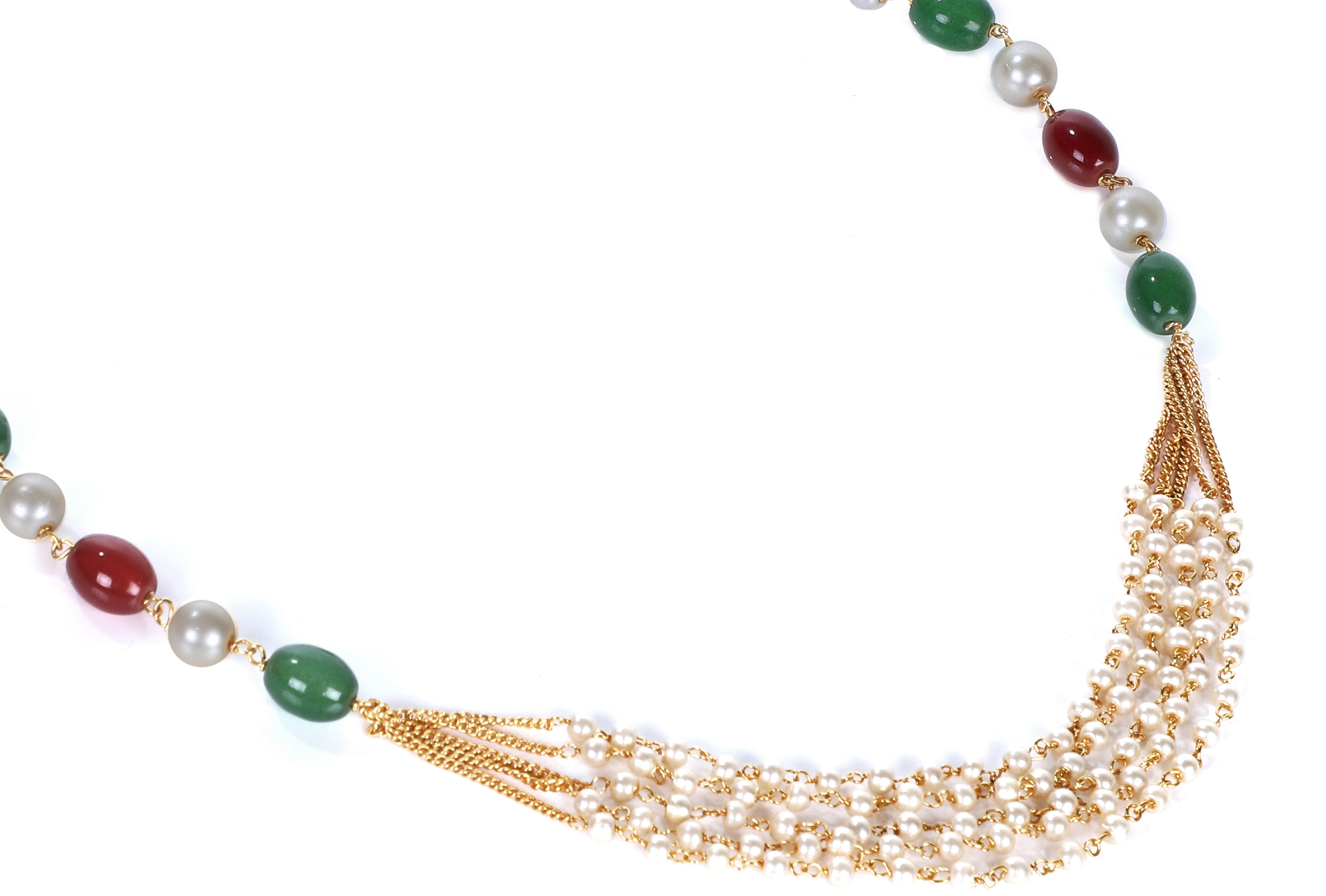 Indian Jewellery from Meira Jewellery:Necklace,Meira jewellery Rajwada pearl set with multi strand lines and earrings