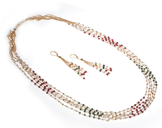 Meira jewellery long multi strand small pearl set.