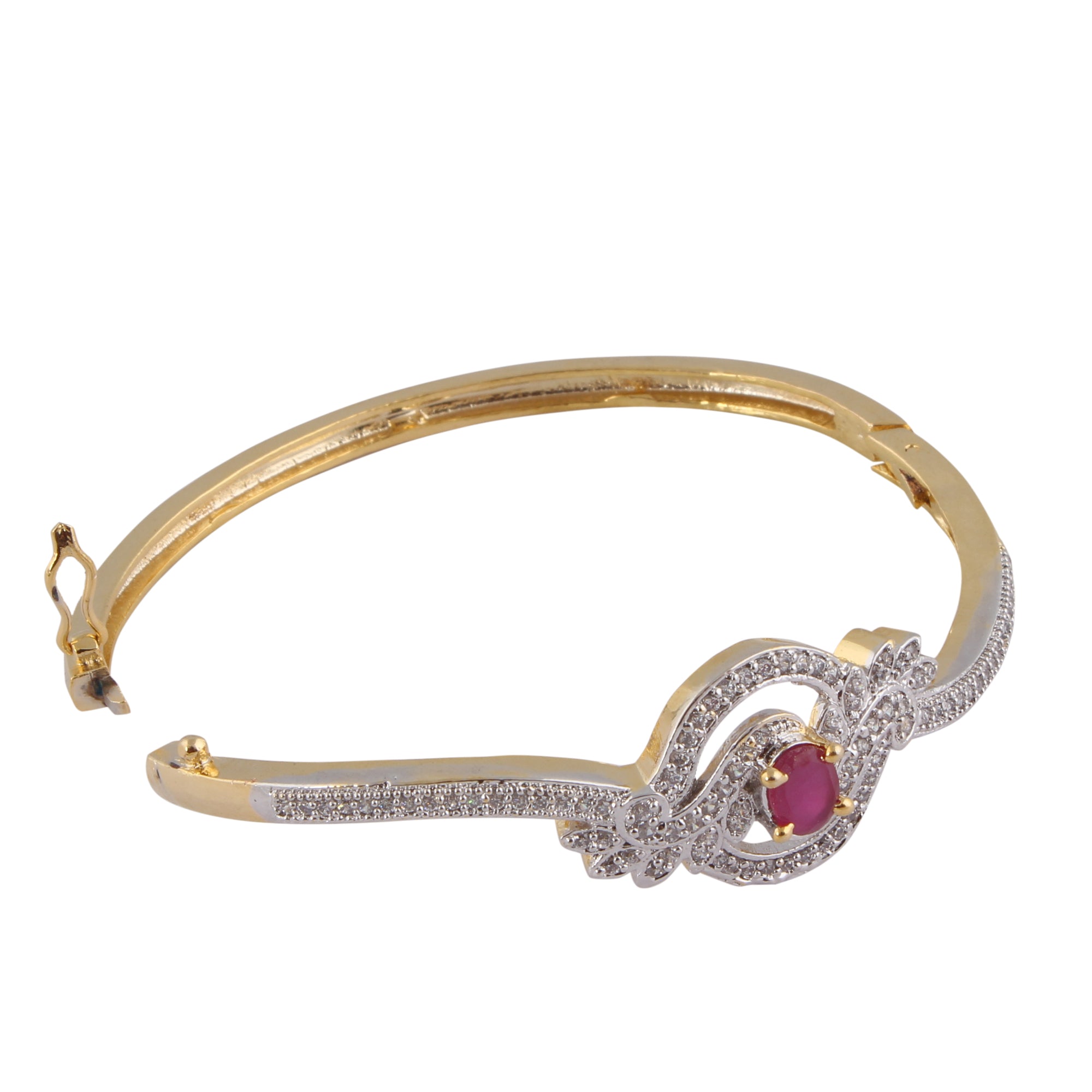 Indian Jewellery from Meira Jewellery:Bracelet,Meira Jewellery Bracelet with  Red Ruby and American melee diamonds for Women