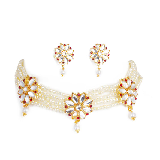 Eye Catchy White Marquise Diamond Rajputi Choker Set