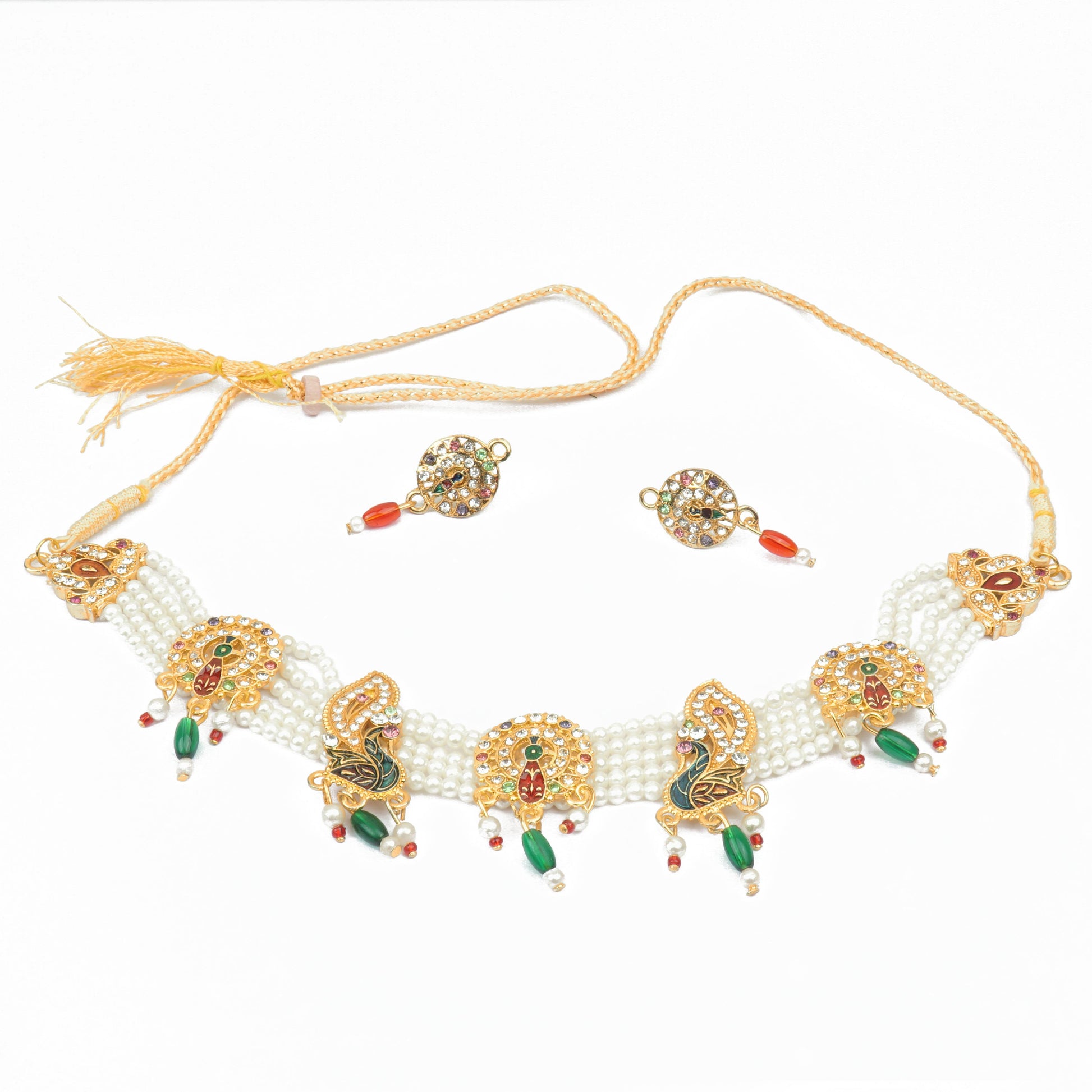 Lavish Peacock Shape Pendants Rajasthani Choker Set