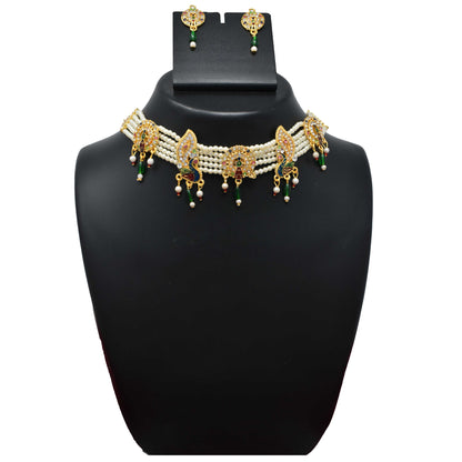 Lavish Peacock Shape Pendants Rajasthani Choker Set