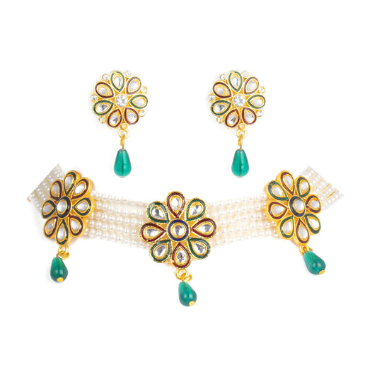 Rajputana Kundan Work Multy color Choker Set