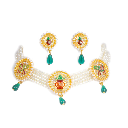 Traditional Kalash and Elephant Design Rajasthani Choker