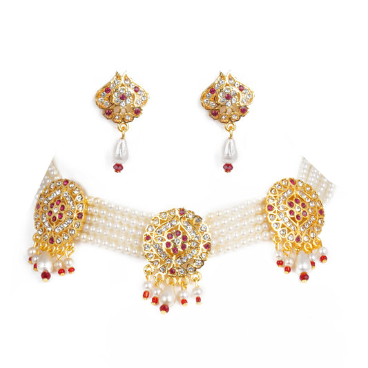 Fashionable AD Stone Work Rajasthani Choker Set